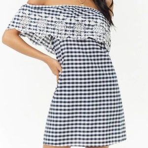 NWT Eyelet Gingham Off-the-Shoulder Dress